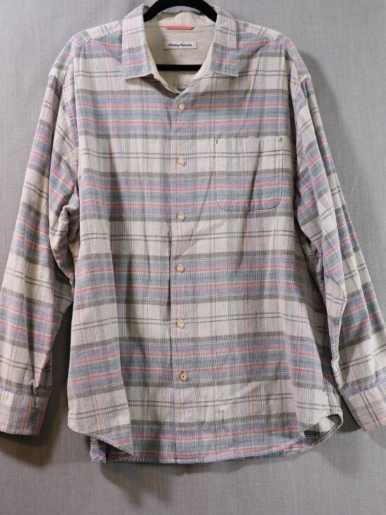 Tommy Bahama Other - Tommy Bahama Mens 1XL Coastline Cloud Cream Soft Cord Plaid Long Sleeve Shirt
